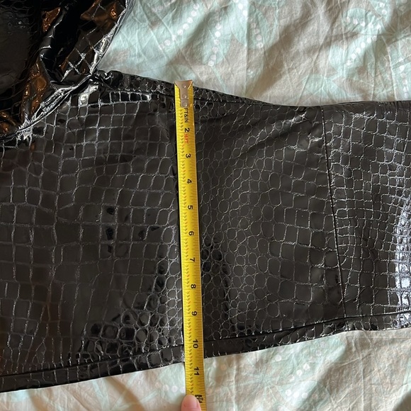 Comme Toujours Patent Leather Croc Embossed High Rise Pants - Picture 14 of 15